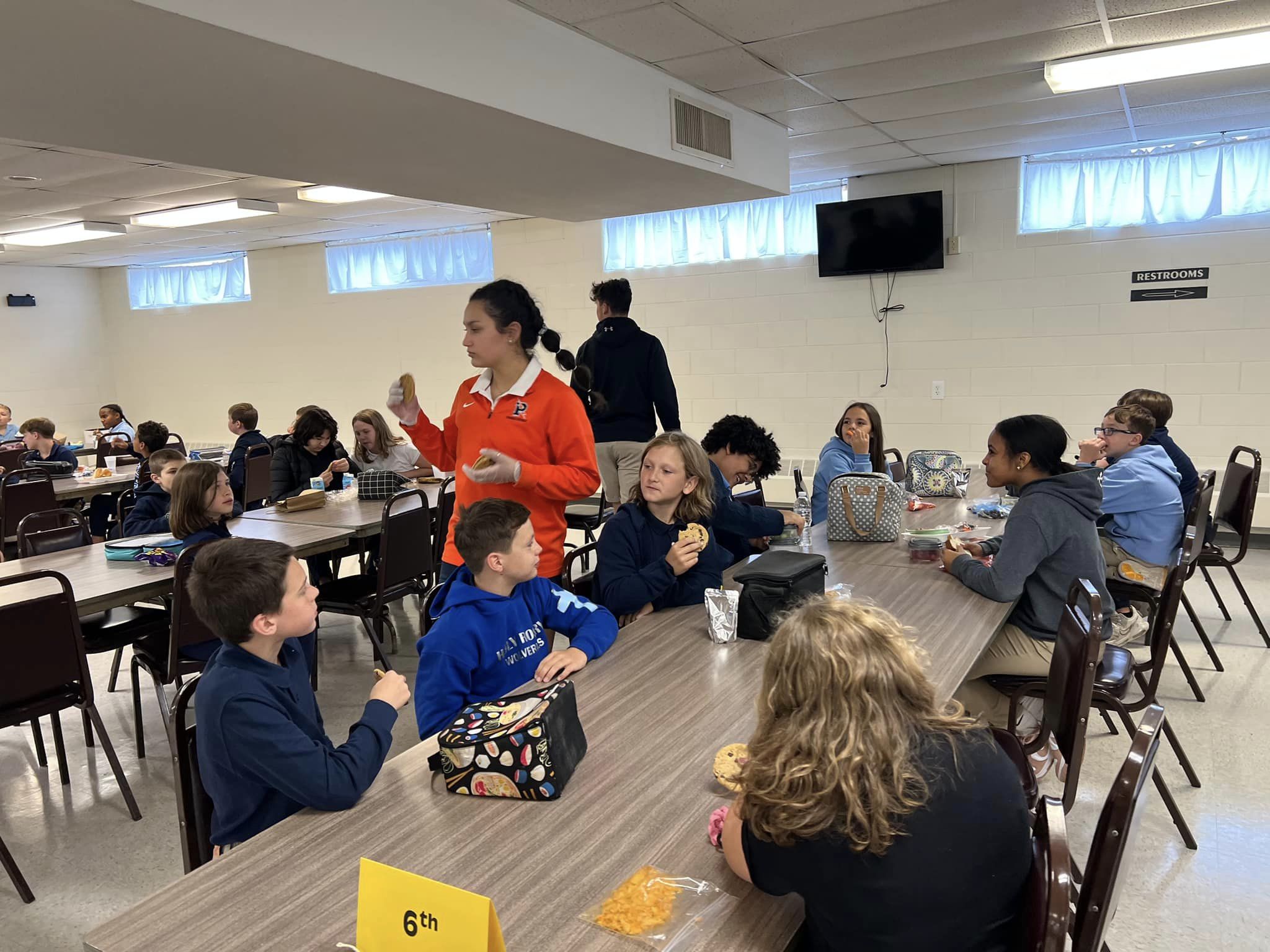 Today we were surprised with “Cookies with Chargers”! We had some Rosary alumni...