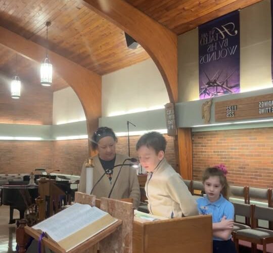 Our students are leading us in the Sorrowful Mysyeries.