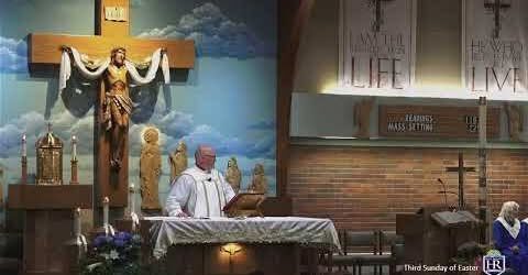 This morning's Mass for the Third Sunday of Easter starts at 9 on the church and school websites and...
