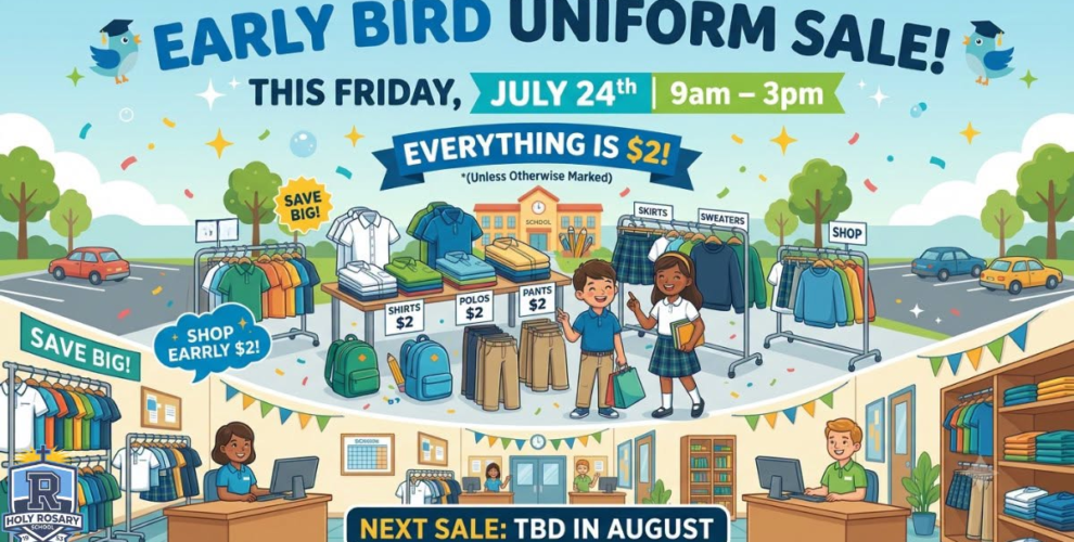 EARLY BIRD UNIFORM SALE THIS FRIDAY!...