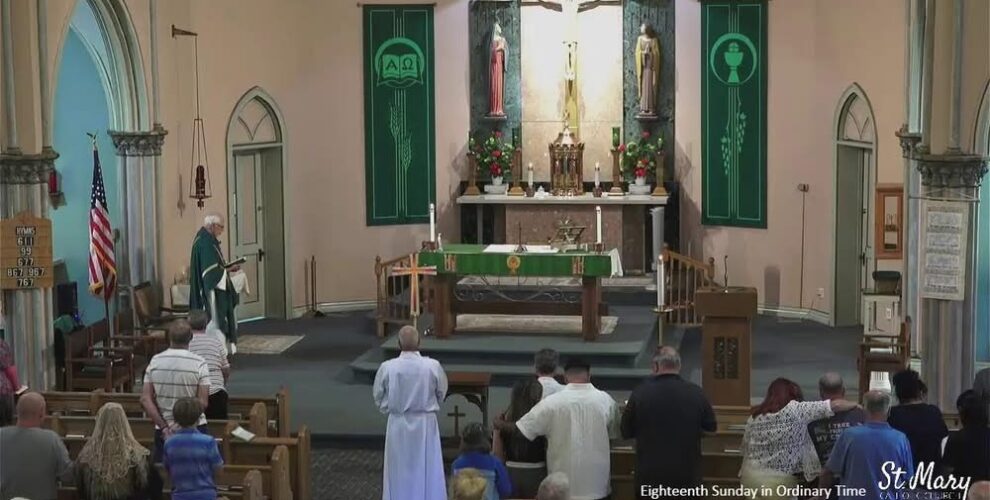 Today's Mass live streamed begins at 11 at the link below and all the websites....